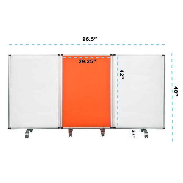 Global Industrial Mobile Reversible Whiteboard - 96 x 48 - Porcelain - Silver Frame