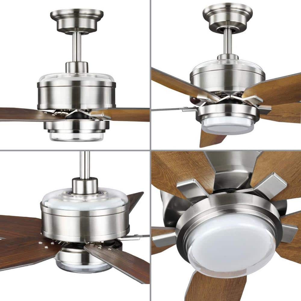 Brushed Nickel 54'' Ceiling Fan with LED Light and Remote