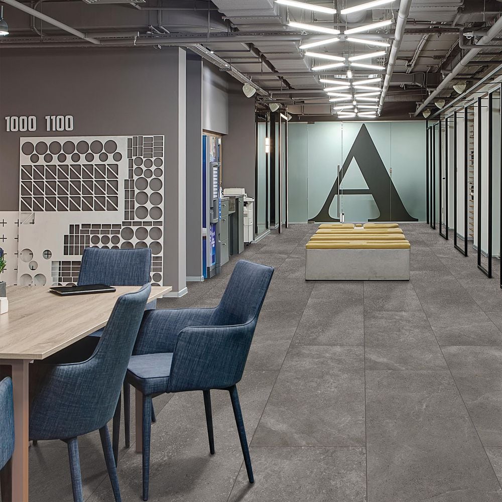Large Matte Gray Porcelain Rectangular Floor and Wall Tile