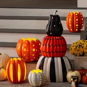 13 in. H Metal LED Pumpkin Lantern