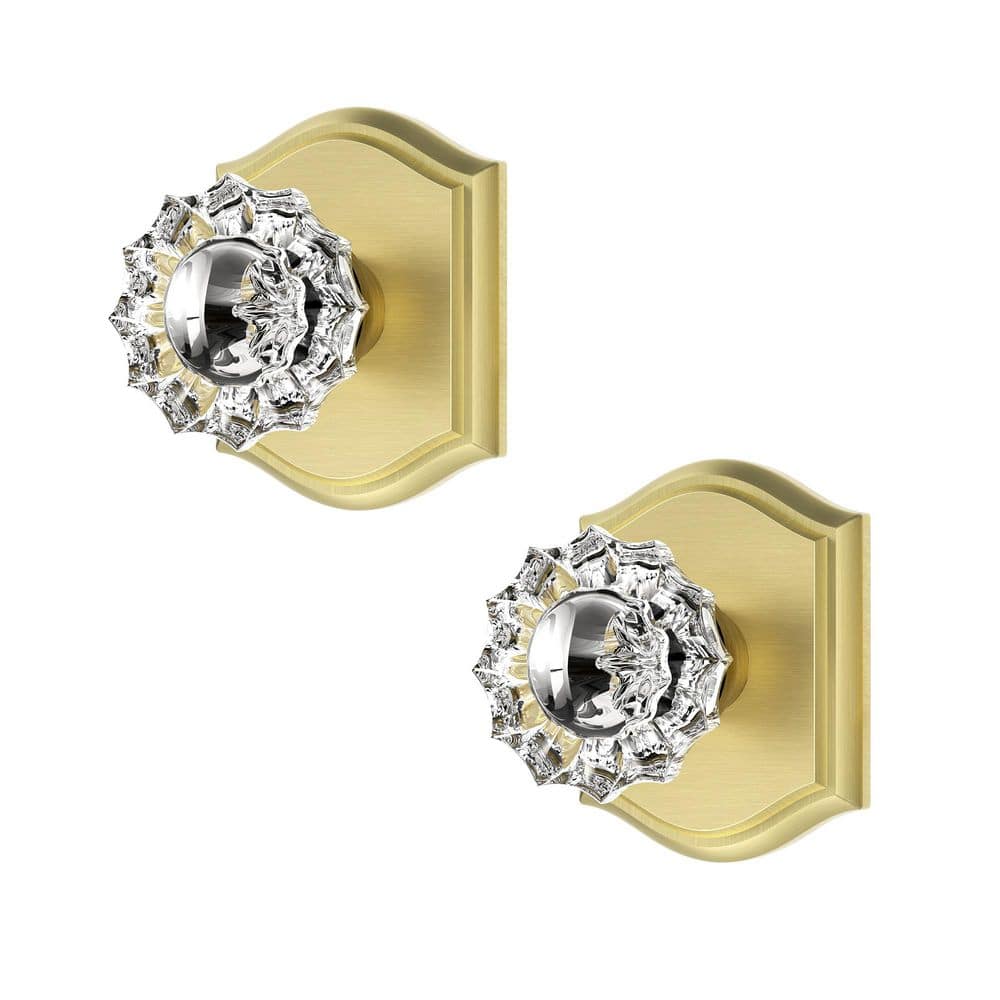 Vintage Brushed Gold Interior Dummy Door Knob 2 Pack with Floral Crystal Knob and Arch Backplate price history on PriceWatchPro