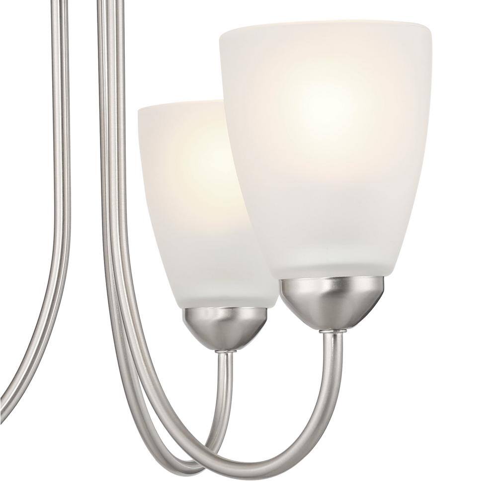 Brushed Nickel 3-Light Chandelier with Etched Glass Shades