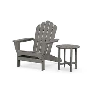 Stepping Stone 2-Piece Plastic Patio Conversation Set in Oversized Adirondack Chair with Side Table Monterey Bay