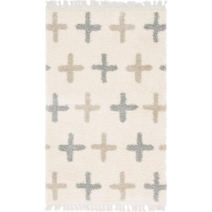 Hygge Shag Positive Ivory 5 ft. x 8 ft. Area Rug