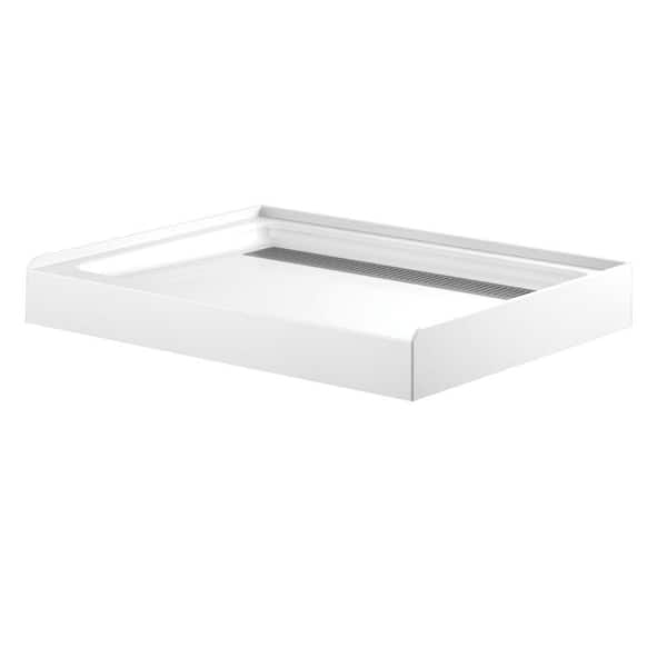 Delta Classic 48 in. L x 36 in. W Corner Shower Pan Base with Center Drain in High Gloss White