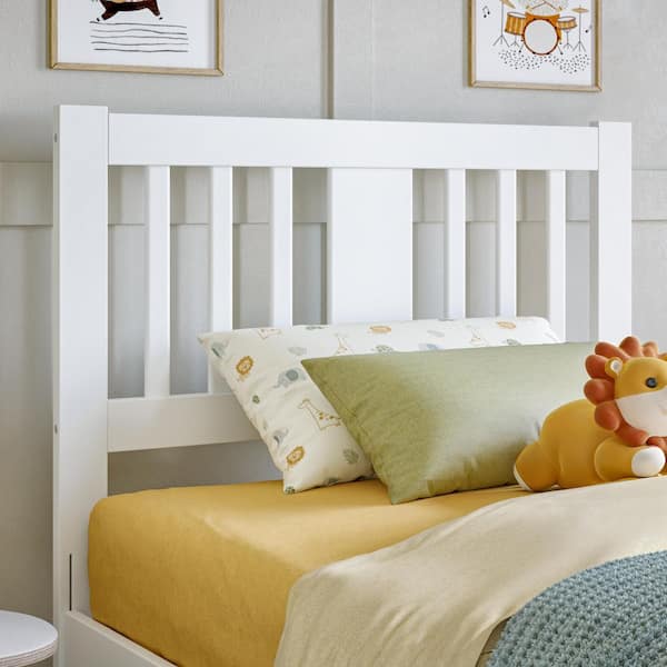 Finley White Twin Wood Slatted Headboard