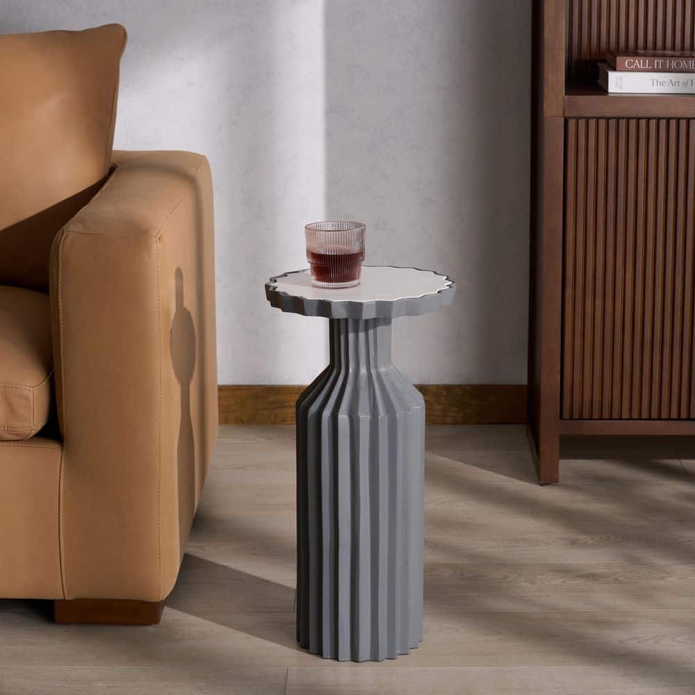 Cindylyn 11.3 in. Gray Round Concrete Top End Table price history on PriceWatchPro