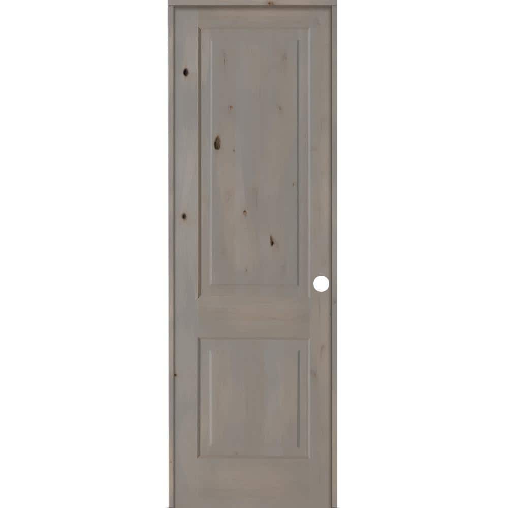 30 in. x 96 in. Rustic Knotty Alder Wood 2 Panel Square Top Left-Hand/Inswing Grey Stain Single Prehung Interior Door price history on PriceWatchPro