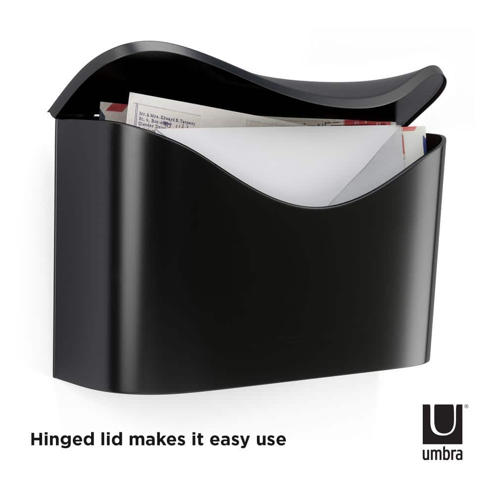 Black Steel Wall-Mounted Mailbox with Hinged Flap