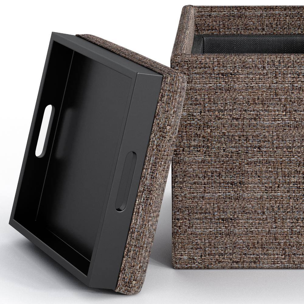 Mink Brown Square Faux Leather Storage Ottoman