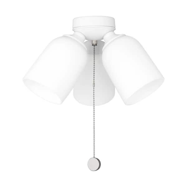 Emile 3-Light Matte White 3000K LED Ceiling Fan Light Kit with Etched White Glass and No Bulbs Included