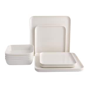 Cortot 12 Piece White Porcelain Dinnerware Set (Serving Set for 4)