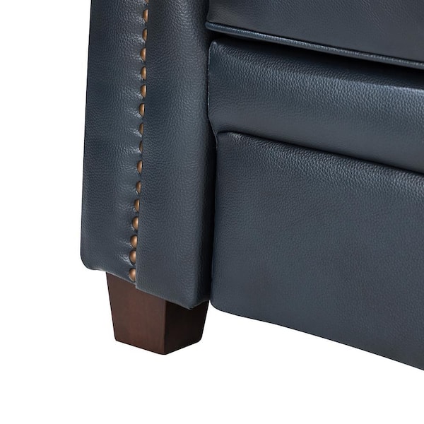 ARTFUL LIVING DESIGN Cristina 77.2 in. Wide Navy Leather Rectangle