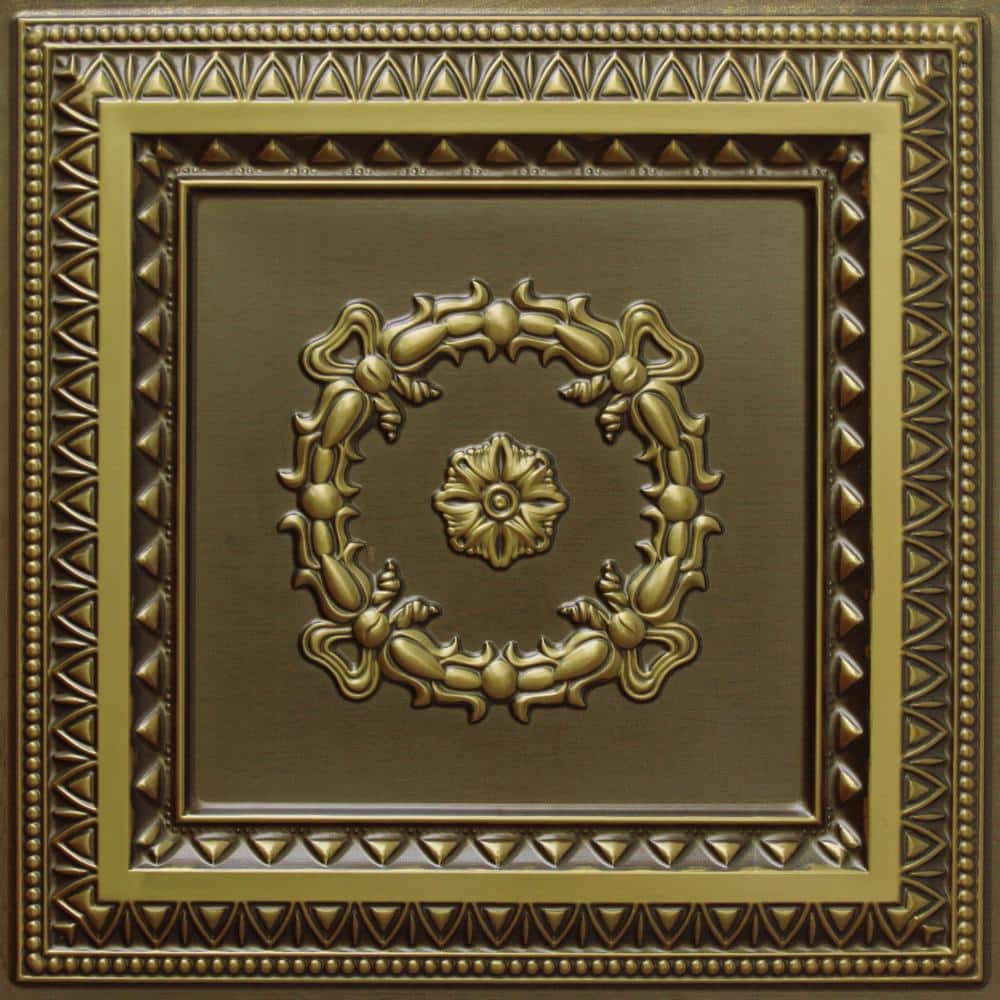 Falkirk Perth Antique Brass 2 ft. x 2 ft. Decorative Rustic Glue Up or Lay In Ceiling Tile (100 sq. ft./case) price history on PriceWatchPro