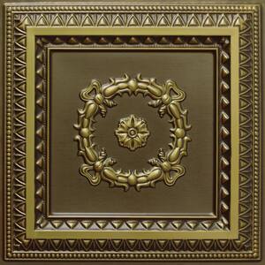 Falkirk Perth Antique Brass 2 ft. x 2 ft. Decorative Rustic Glue Up or Lay In Ceiling Tile (100 sq. ft./case)