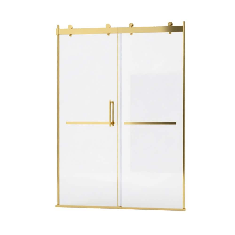 "60 in. W x 75 in. H Dual Sliding Frameless Shower Doors in Brushed Gold with 5/16""(8mm) ANSI-certified Tempered Glass" price history on PriceWatchPro