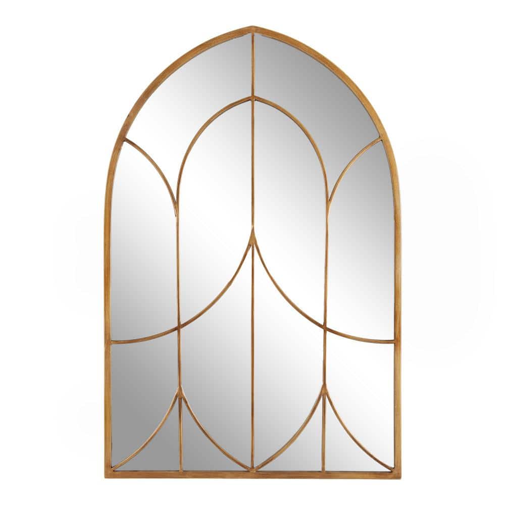 Larisa 24x36 Gold Arched Mirror with Iron Inlay