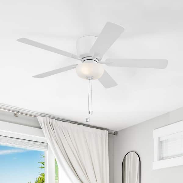 Gallant 52 in. LED Indoor/Covered Outdoor Matte White Hugger Ceiling Fan with Pull Chain Control and Bulbs Included