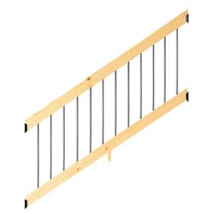 6 ft. Southern Yellow Pine Stair Rail Kit with Aluminum Round Balusters