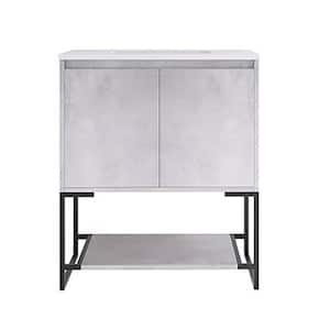 30 in. W x 19 in. D x 34 in. H Freestanding Bath Vanity in Concrete Grey with White Cultured Mable Top