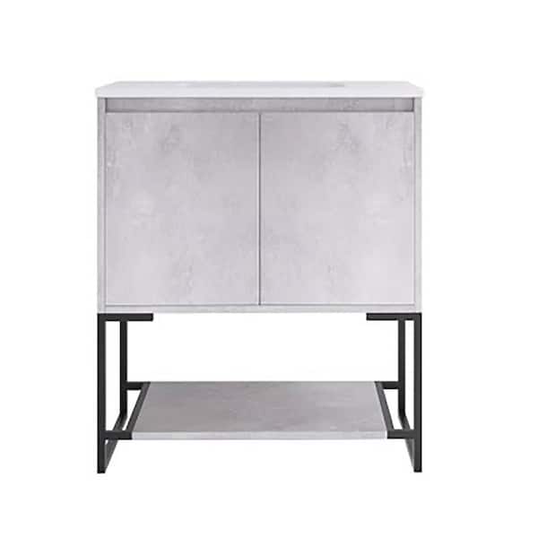 Staykiwi 30 in. W x 19 in. D x 34 in. H Freestanding Bath Vanity in Concrete Grey with White Cultured Mable Top
