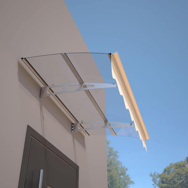 Tunearary 59 in. x 34 in. Aluminum Door and Window Awning with Clear Flaps and Sealant Tape