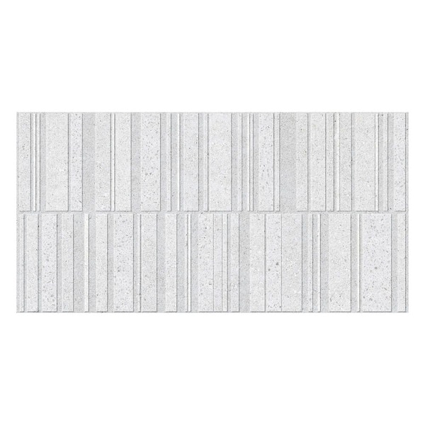 Spanish Silis 12 in. x 24 in. x 9mm 3D Cement Look Porcelain Wall Tile-Deco Blanco (5 PCS, 10.76 sq. ft. /Case)