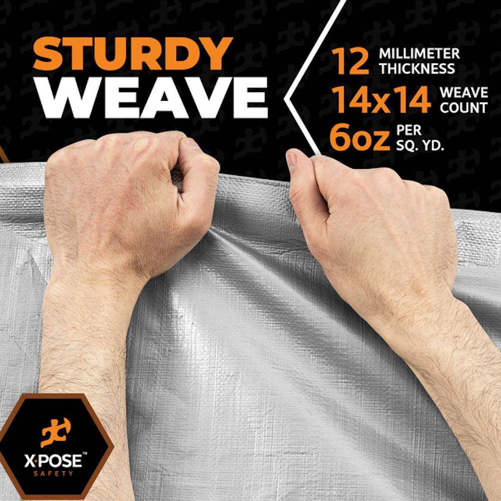 Extra Heavy Duty Silver Polyethylene Tarp 18' x 24' with Aluminum Grommets