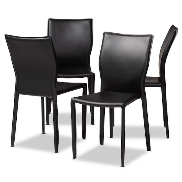 Baxton Studio Heidi Black Faux Leather Dining Chair (Set of 4)