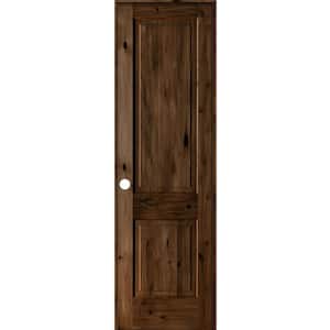 28 in. x 96 in. Rustic Knotty Alder Wood 2 Panel Right-Hand/Inswing Provincial Stain Single Prehung Interior Door