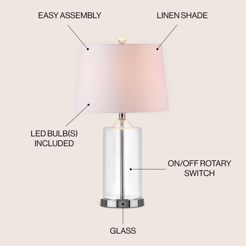 Walsh 25" Clear Glass Table Lamp with Chrome Accents