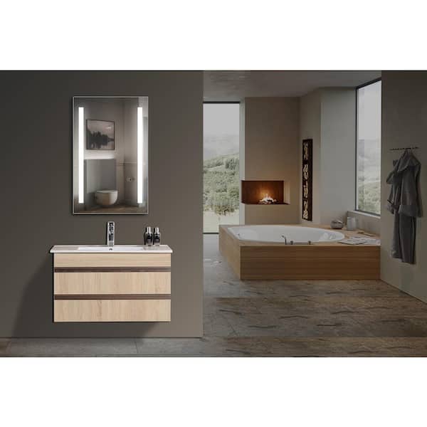 Ltl Home Products Mini Maxx 16 In W X 25 In H Frameless Rectangular Led Light Bathroom Vanity Mirror In Aluminum Li9582 The Home Depot