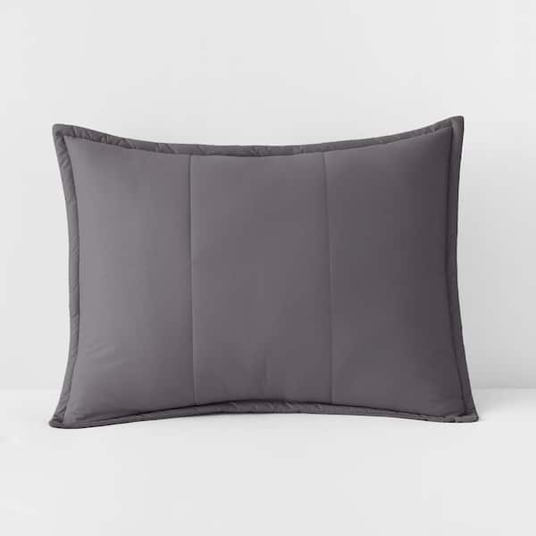 The Company Store Lacrosse Quilted Recycled Fill Pewter Cotton Standard Sham