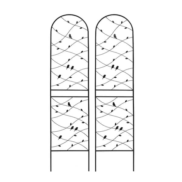 Sudzendf 86.7 in. Outdoor Garden Metal Rustproof Plant Climbing Trellis Black, 2 Pieces
