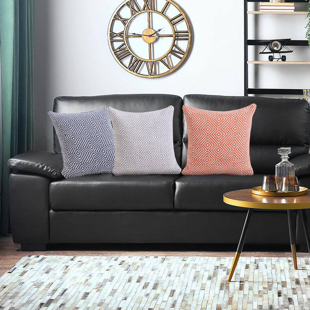 Modern Bohemian Coastal 20" Square Orange and White Cotton Throw Pillow