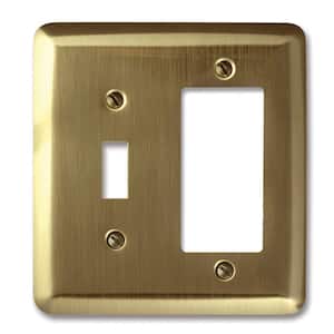 Devon Brushed Brass 2-Gang 1-Toggle/1-Decorator/Rocker Wall Plate (1-Pack)