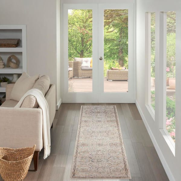 Heirloom Blend Light Grey 2 ft. x 10 ft. Medallion Traditional Runner Area Rug