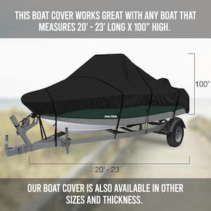 20'-23' x100" Heavy Duty Boat Cover, 600 Denier Polyester Oxford Fabric, Waterproof and UV Resistant, Fits Various Boats