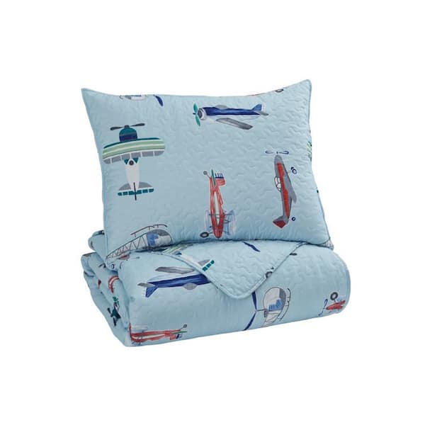 Benjara 2-Piece Multi-Colored Solid Twin Size Microfiber Quilt Set