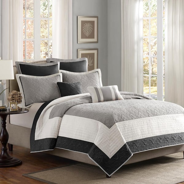 Madison Park Liverpool 7-Piece Black King/California King Reversible Coverlet Set