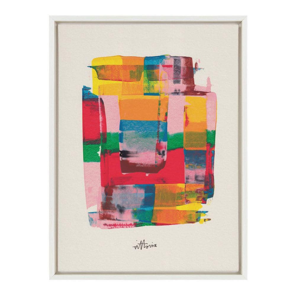 Amber Vittoria Colorful Abstract Geometric Canvas Art, 18x24 White Frame