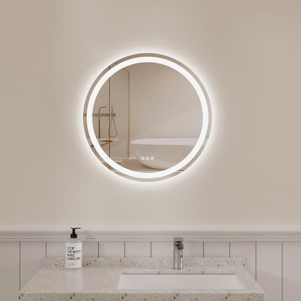 Illume 24 in. W x 24 in. H Round Frameless Dimmable Anti-Fog LED Light Wall Bathroom Vanity Mirror Silver