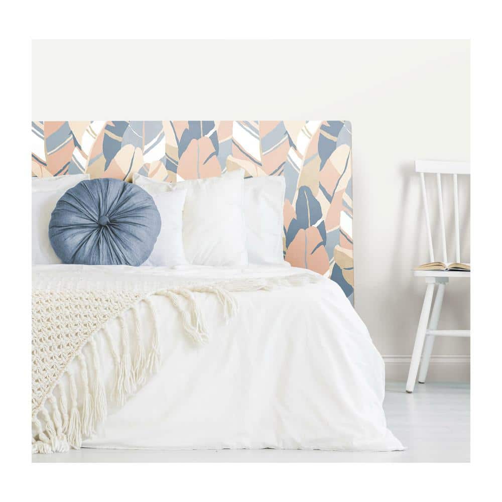 Blue and Beige Vinyl Tropical Peel and Stick Wallpaper Roll