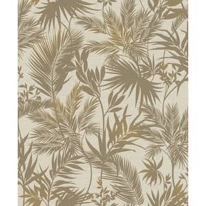 Saura Brown Frond Paper Non-Pasted Textured Wallpaper