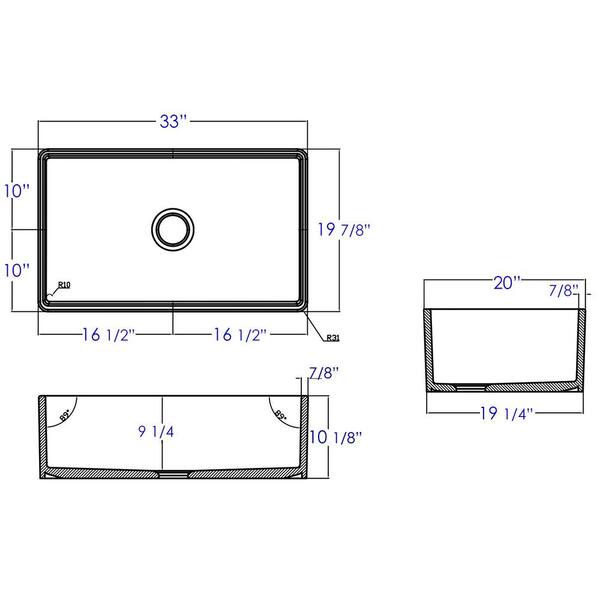 Alfi Brand Smooth Farmhouse A Fireclay 33 In Single Basin Kitchen Sink White Ab533 W Smooth Farmhouse A Fireclay 33, What Is The Size Of A Farm Sink