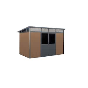 11 ft. x 7 ft. Wood Plastic Composite Heavy-Duty Storage Shed - Pent Roof and Double Doors Brown Color (77 sq. ft.)