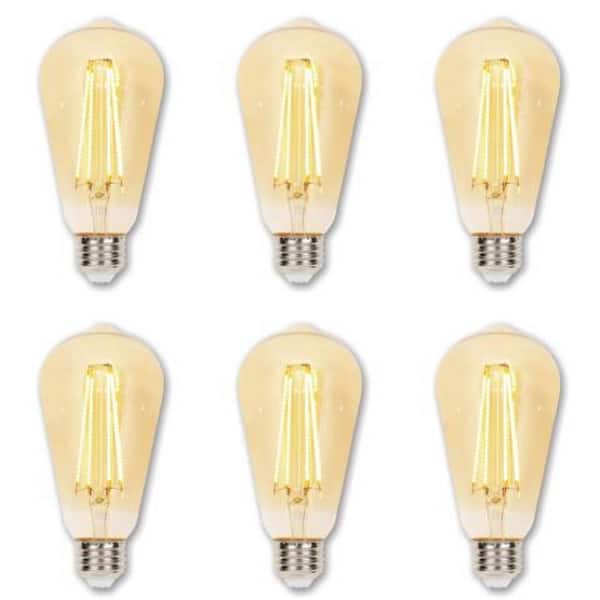 Westinghouse 60-Watt Equivalent ST20 Dimmable Amber Edison Filament LED Light Bulb Warm Amber Light (6-Pack)
