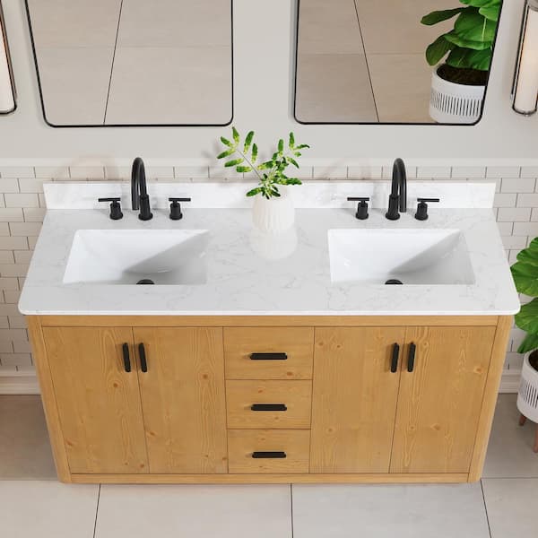 Altair Bianco 60 Light Brown Freestanding Double Bathroom Vanity Set – US  Bath Store