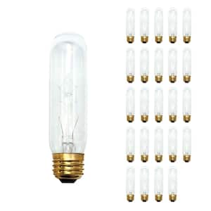 60-Watt 2700K Warm White Light T10 (E26) Medium Screw Base Dimmable Clear Incandescent Light Bulb (25-Pack)