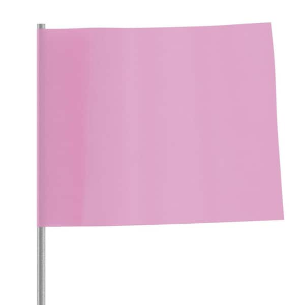 3.5 in. x 2.5 in. Pink Stake Flags (100-Pack)